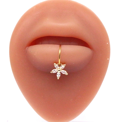 Stainless Steel Lip Ring With Copper Zirconia Heart Wings Star Flower Pendant For Women Men Body Piercing Jewelry Gift
