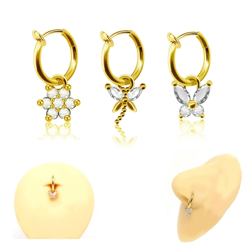 Non-Pierced Zinc Alloy Rhinestone Belly Ring Butterfly Dragonfly Floral Alphabet Body Jewelry Clip On Navel Ring For Women Men