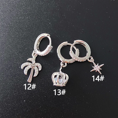 Orecchini a Cerchio in Acciaio Inossidabile con Zirconia Ciondoli Sorriso Malocchio Corona Coda di Pesce Stella per Donna Uomo
