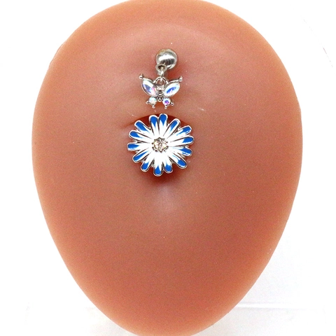 316L Edelstahl Gebogener Stab Bauchnabelpiercing Mit Zinklegierung Strass Böses Auge Schmetterling Blume Mond Stern Nabel Piercing Schmuck