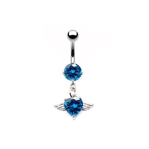 Stainless Steel Butterfly Heart Zirconia Synthetic Opal Belly Button Ring Navel Piercing Jewelry Fashion Women Accessory