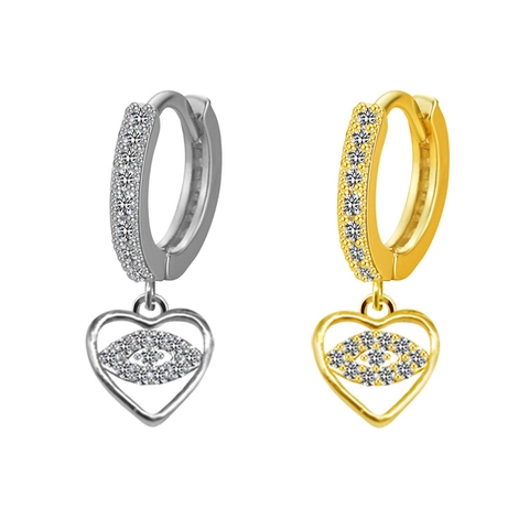 Kupfer Gold Silber Beschichtete Huggie-Ohrringe Zirkonia Böser Blick Smiley Herz Blume Blitz Kreuz Biene Anhänger Schmuck