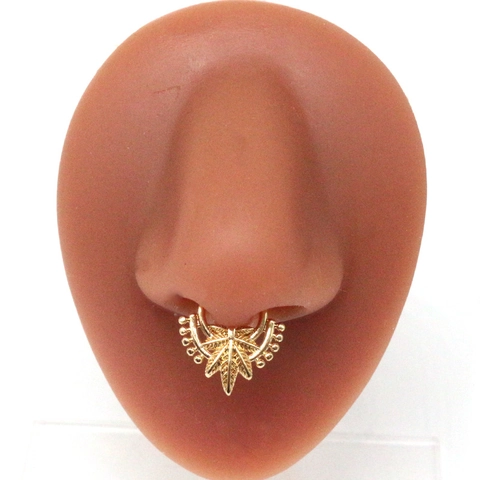 Vintage Stainless Steel Fake Nose Ring Non-Pierced Septum Jewelry Bohemian Geometric Inlaid Zirconia Fake Septum Ring For Women Men Party Decoration