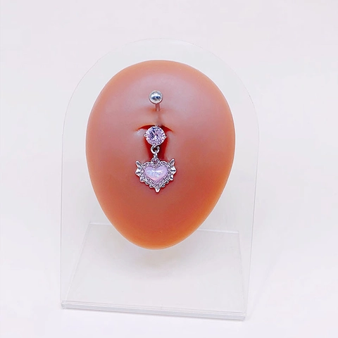Stainless Steel Heart Angel Wing Piercing Jewelry For Women Rhinestone Artificial Pearl Belly Ring Nose Stud Earring Body Jewelry
