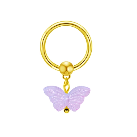 Butterfly Nipple Ring Piercing Jewelry Stainless Steel Captive Bead Hoop With Resin Butterfly Pendant For Women Fashion Body Jewelry