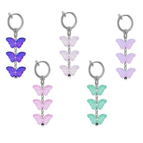 Nicht Durchstochen Schmetterling Bauchnabelpiercing Edelstahl Acryl Quaste Clip-On Bauchnabel Schmuck Ohrclip Damen