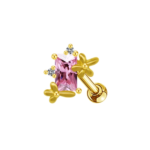 Bijoux de Piercing en Acier Inoxydable 316L Cuivre Zirconia Boucles d'Oreilles Clous Croix Cœur Lave Fondue Or Argent Unisexe