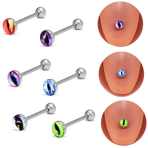 Piercing de Langue en Acier Inoxydable Mauvais Œil Pupille Barre Bijoux Pour Hommes Femmes Style Punk Gothique Accessoire