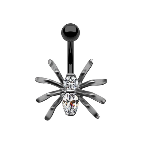 Gothic Punk Zinc Alloy Spider Skull Belly Rings For Women Men Rhinestone Hip Hop Piercing Jewelry Navel Rings Body Jewelry Gift