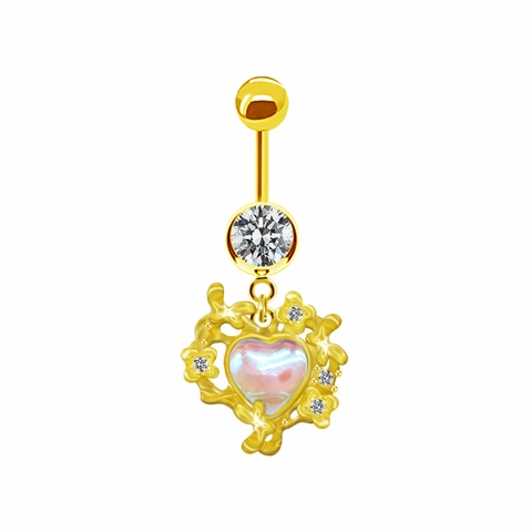Zirconia Heart Star Belly Button Ring Copper Navel Piercing Jewelry For Women Sexy Liquid Metal Body Jewelry Gold Silver