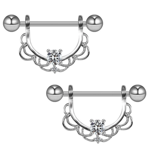 Stainless Steel Heart Nipple Ring With Rhinestones Gothic Butterfly Wing Nipple Stud Barbell Body Piercing Jewelry For Unisex
