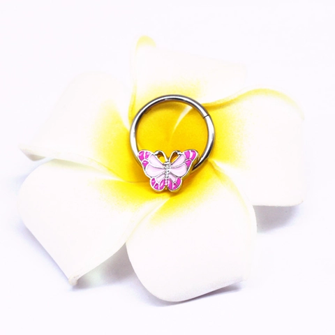 316L Edelstahl Brustwarzenring Schmetterling Blume Vierblättriges Kleeblatt Piercing Schmuck Für Damen Strass Emaille Zubehör
