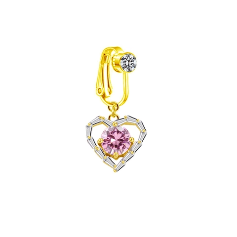 Stainless Steel Rhinestone Non Piercing Fake Belly Ring Ear Clip Jewelry Heart Butterfly Skull Moon Hamsa Hand Pendant For Women