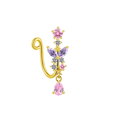 Fake Nose Ring Copper Zirconia Nose Cuff Non Pierced Clip On Nose Ring For Women Men Butterfly Heart Star Starburst Tassel Jewelry