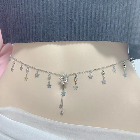 Women's Alloy Zirconia Butterfly Heart Waist Chain Elegant Rhinestone Faux Pearl Belly Chain Body Jewelry For Summer Beach Party