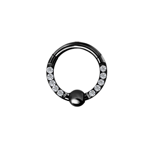 ASTM F136 Titanium Septum Clicker Nose Ring Rhinestone Inlaid White Opal Threadless Piercing Jewelry For Women Men Gift