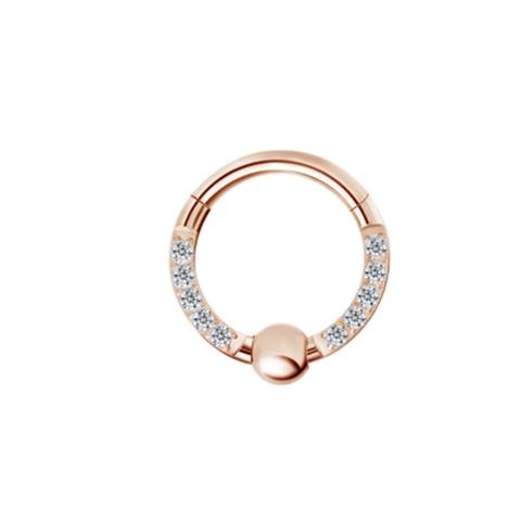 F136 Titanium Septum Clicker Nose Ring Zirconia Opal Inlaid Body Piercing Jewelry For Women Men Lip Ring Hinged Segment