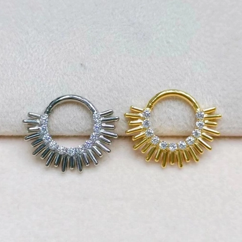 Anello al Naso Septum Clicker in Titanio G23 F136 Per Uomo Donna Zirconia Cubica Cuore Sole Serpente Gioielli da Piercing