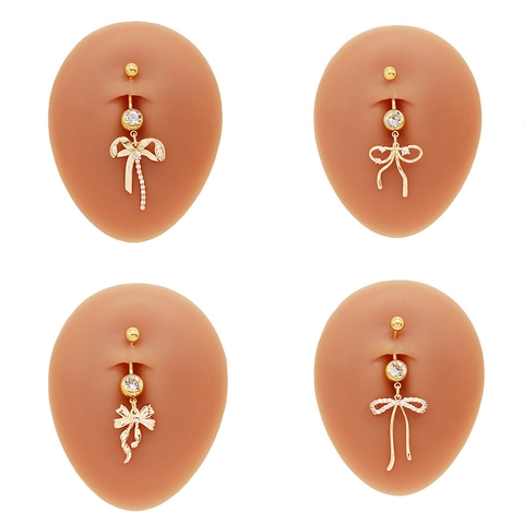Moda Fiocco Farfalla Cuore Pendente Ombelico Piercing Anello Lega di Zinco Strass Gioielli per Ombelico per Donna Accessorio Piercing