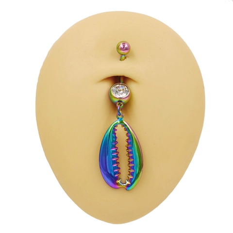 316L Stainless Steel Rainbow Belly Button Ring Rhinestone Body Piercing Jewelry Butterfly Moon Heart Pistol For Women
