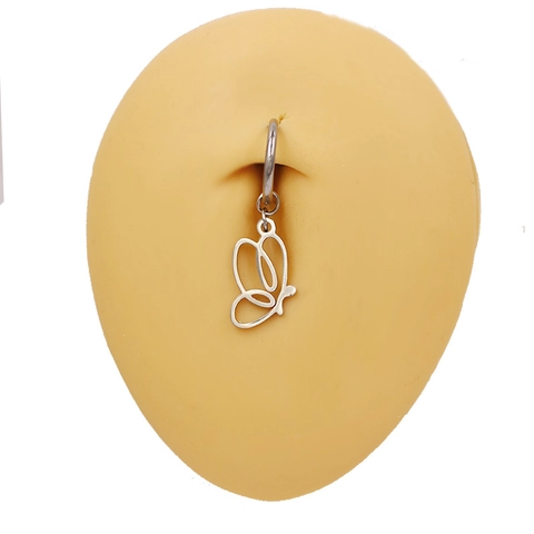 Zinc Alloy Rhinestone Non-pierced Belly Button Ring Butterfly Heart Moon Love Letter Spring Hoop Navel Jewelry For Women