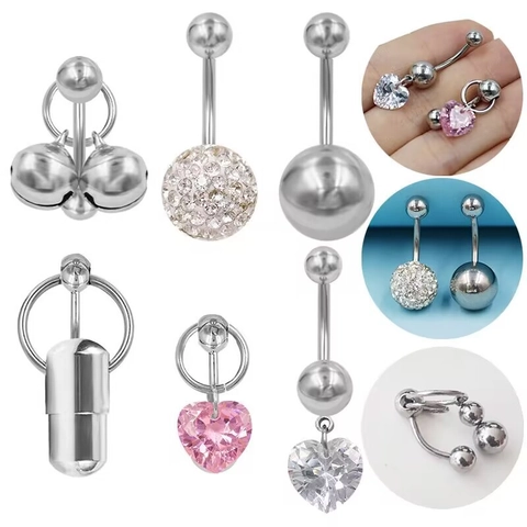 316L Roestvrij Staal Navelpiercing Hart Zirkonia Bel Capsule Hanger Piercing Sieraden Voor Vrouwen Body Piercing Sieraden