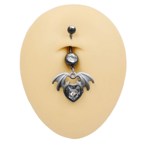 Gothic Black Halloween Navel Piercing Jewelry Zinc Alloy Rhinestone Spider Ghost Bat Butterfly Heart Belly Rings For Women Men Punk Accessory