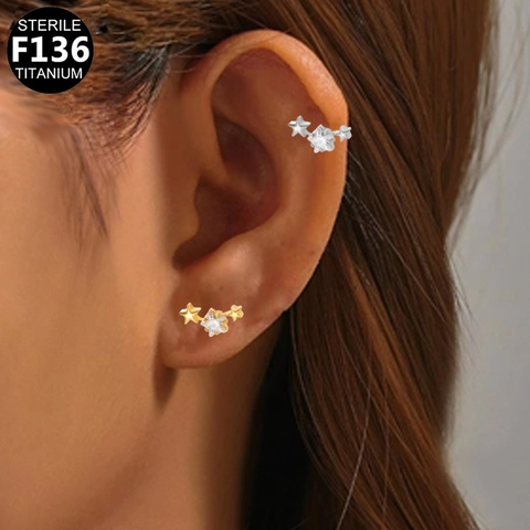 Copper Rhinestone Internally Threaded Lip Ring Labret Stud For Women Men Gold Silver Star Marquise Fan Piercing Jewelry