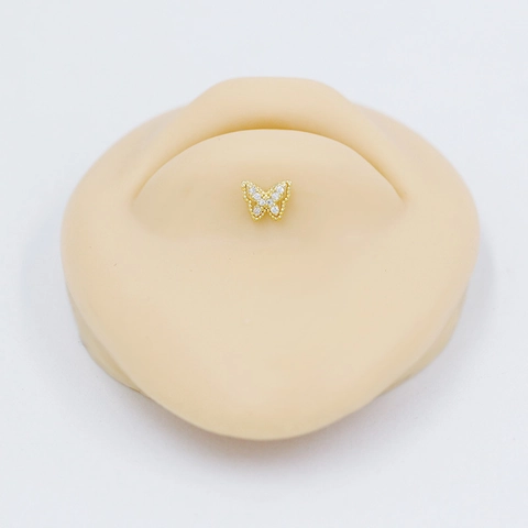 Stainless Steel Lip Ring Labret Stud For Women Pink Zircon Heart Butterfly Flower Body Piercing Jewelry Gift