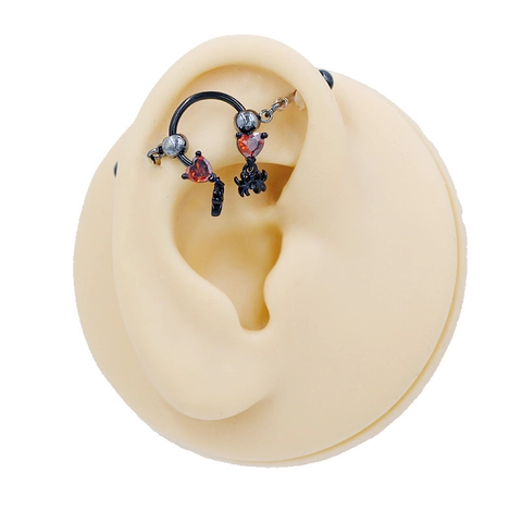 Gothic Titanstahl Fledermaus Spinne Körperpiercing Schmuck Zirkonia Herz Industrial Barbell Ohrknorpel Stecker Halloween Party Schmuck