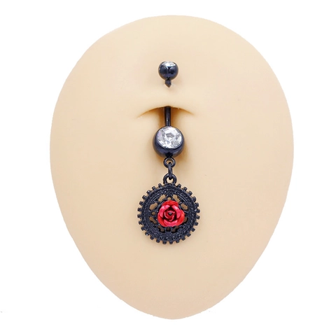 Gothic Belly Button Rings For Women Punk Zinc Alloy Rhinestone Moon Cat Cross Star Heart Inverted Cross Navel Piercing Jewelry