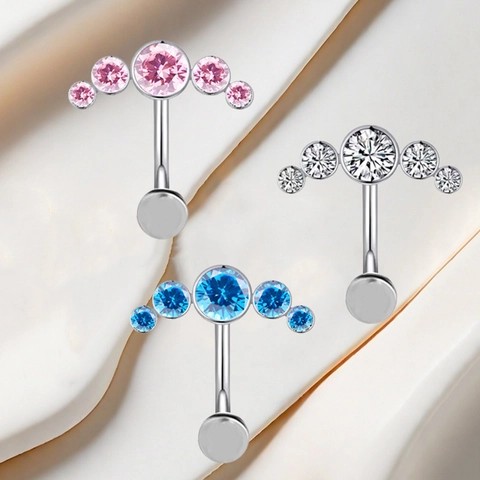 Mode Zinklegierung Fächerförmiger Strass Bauchnabelring Für Damen Einsteckbar Bauchnabelpiercing Körperschmuck