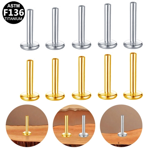 ASTM F136 Titanium Labret Stud Post Flat Back Piercing Jewelry Body Jewelry Components For Lip Ear Cartilage Helix Tragus