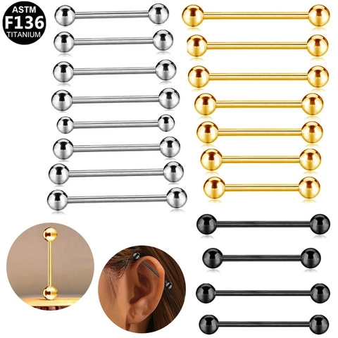 ASTM F136 Titan Industrial Barbell Piercing Schmuck Für Unisex Minimalistisch Gold Silber Schwarz Body Piercing Ohrknorpel Stecker
