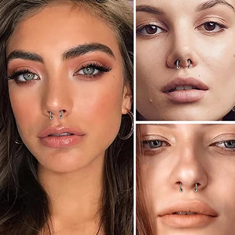 ASTM F136 Titanium Horseshoe Ring Septum Piercing Jewelry Circular Barbell For Nose Ear Cartilage Tragus Helix Lip Piercing