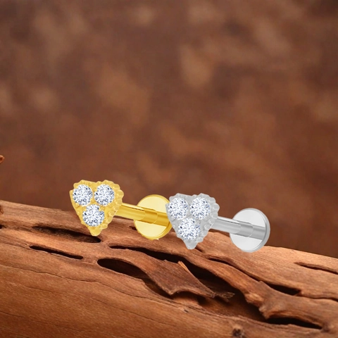 G23 ASTM F136 Titanium Internally Threaded Labret Lip Ring Heart Flower Paw Shaped Rhinestone Cartilage Ear Stud Piercing Jewelry
