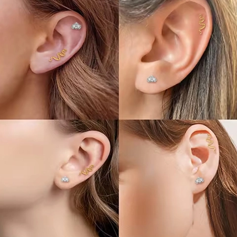 ASTM F136 Titanium Bat Snake Dagger Labret Lip Stud Internally Threaded Ear Helix Cartilage Piercing Body Jewelry