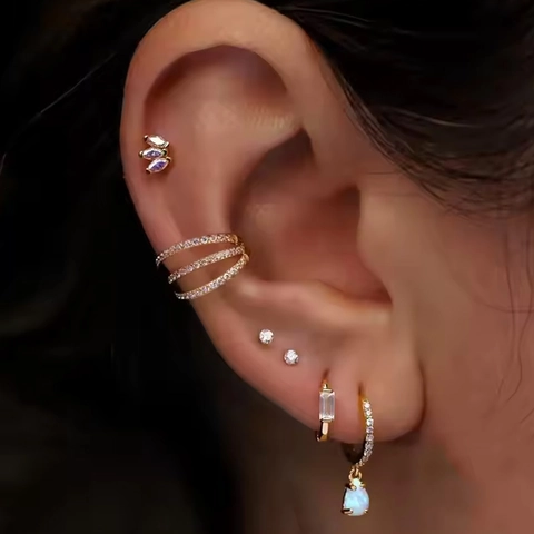 ASTM F136 Titanium Zirconia Septum Ring Clicker Multiple Layer Nose Hoop Ear Cartilage Helix Piercing Earrings For Women Men Body Jewelry