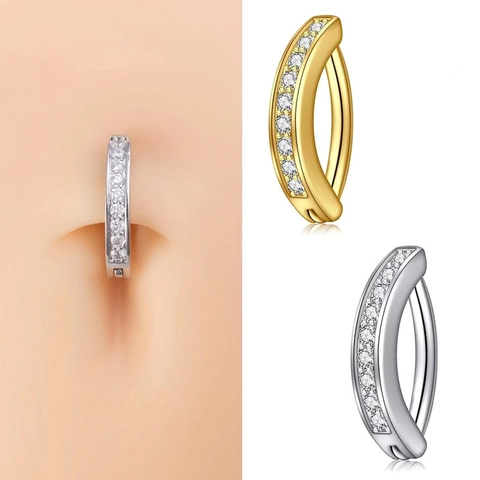 ASTM F136 Titanlegierung Strass Blume Bauchnabelring Minimalist Geometrisch Nabel Piercing Schmuck Für Damen Körper Dekoration