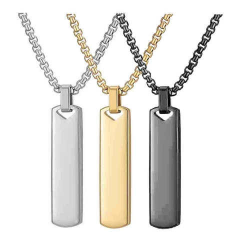Collier avec Pendentif Barre Géométrique en Acier Inoxydable 304 Pendentif Bande Rectangulaire Minimaliste avec Chaîne Vénitienne Bijoux pour Hommes Femmes
