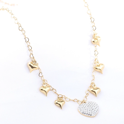 Collana con Pendente a Cuore in Acciaio Inossidabile per Donna Lusso Zirconia Argilla Strass Perla Artificial Sintetica Gioielli Regalo
