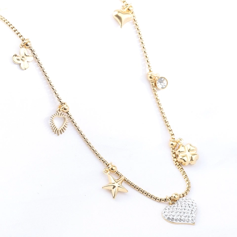 Collana con Pendente a Cuore in Acciaio Inossidabile per Donna Lusso Zirconia Argilla Strass Perla Artificial Sintetica Gioielli Regalo