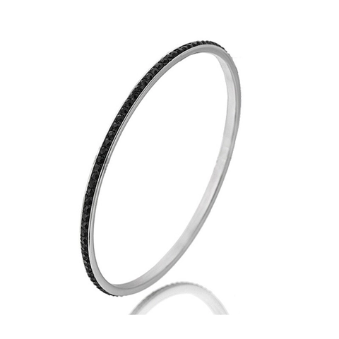 Fashion Stainless Steel Single Row Rhinestone Bangle For Women Simple Elegant Round Inlaid Crystal Bracelet Party Jewelry Gift