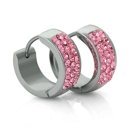 Minimalistische 8mm Roestvrijstalen Huggie Creolen Voor Dames Drie Rij Strass Ingelegde Klei Mode Sieraden Accessoires