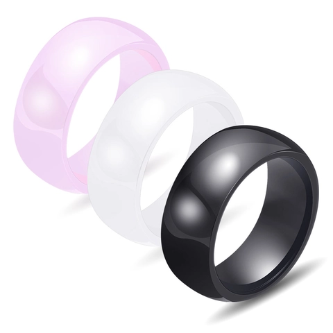 Gepolijste Minimalistische Keramische Ring Voor Mannen Vrouwen Brede Band Effen Kleur Koppel Vingerring Dagelijkse Mode Sieraden