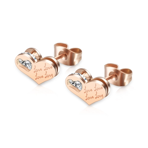 Minimalistische 304 Roestvrij Stalen Hart Oorknopjes Love Gravure Strass Ingelegd Hartvorm Sieraden Voor Dames Heren