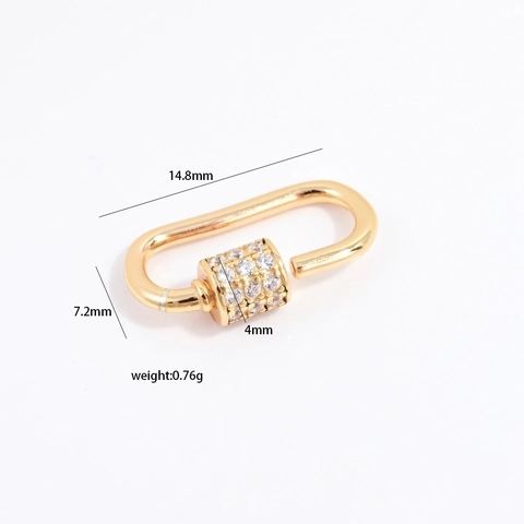 925 Sterling Silver Rectangle Screw Clasp Zirconia Inlaid Oval DIY Jewelry Connector Bracelet Necklace Universal Chain Link Findings