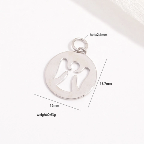 925 Sterling Silver Angel Hollow Round Pendant Only Without Chain Gold White Gold Plated DIY Jewelry Making Finding Women