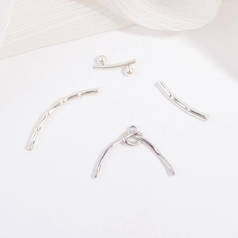 925 Sterling Silver Bamboo Joint Tube Beads DIY Handmade Jewelry Accessories Knot Round Bead Curved Tube Finding For Bracelet