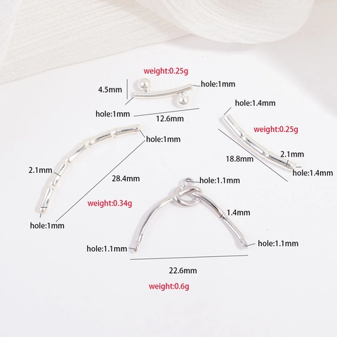 925 Sterling Silver Bamboo Joint Tube Beads DIY Handmade Jewelry Accessories Knot Round Bead Curved Tube Finding For Bracelet